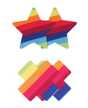 Load image into Gallery viewer, Pretty Pasties Pride Cross &amp; Star Rainbow - 2 Pair