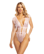 Load image into Gallery viewer, Imani Eyelash Lace Soft Cup High Leg Teddy Pink Tulle