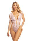 Imani Eyelash Lace Soft Cup High Leg Teddy Pink Tulle