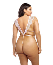 Load image into Gallery viewer, Imani Eyelash Lace Soft Cup High Leg Teddy Pink Tulle 1X/2X