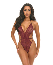Load image into Gallery viewer, Lina Lace Halter Teddy - Zinfandel L/XL