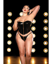 Load image into Gallery viewer, Fetish Rider Vinyl Bustier W/front Zipper &amp; Panty Black