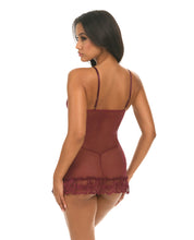 Load image into Gallery viewer, Valentine Lacey Babydoll w/G-String - Zinfandel