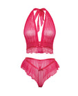 Maylah Mesh & Lace Halter 2 pc Set - Pink
