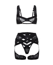 Load image into Gallery viewer, Thalia Mesh &amp; Lace Underwire 3 pc Set - Black