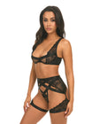 Thalia Mesh & Lace Underwire 3 pc Set - Black