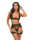 Thalia Mesh & Lace Underwire 3 pc Set - Black