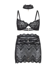 Load image into Gallery viewer, Perla Lace 3 pc Set w/Pearl Details - Black