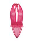 Maylah Mesh & Lace Halter Teddy - Pink