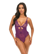 Load image into Gallery viewer, Katana Mesh &amp; Lace Teddy - Purple