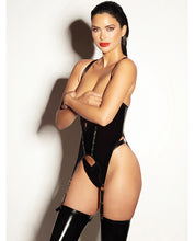 Load image into Gallery viewer, FETISH Open Cup Vinyl V-Wire Merrywidow w/G-String - Black