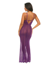 Load image into Gallery viewer, Katana Mesh &amp; Eyelash Lace Gown - Purple