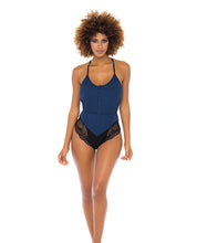 Load image into Gallery viewer, Claribel Ribbed Jersey Romper Estate Blue/black