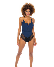 Load image into Gallery viewer, Claribel Ribbed Jersey Romper Estate Blue/black