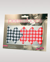 Load image into Gallery viewer, Peekaboos Off the Wall Checkered Pasties - 2 Pairs 1 Black/1 Red