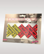 Load image into Gallery viewer, Peekaboos Caution X Pasties - 2 Pairs 1 Red/1 Yellow