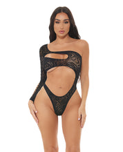 Load image into Gallery viewer, Pink Lipstick Tap In One Shoulder Teddy - Black O/S