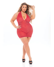 Load image into Gallery viewer, Pink Lipstick Love Bite Plunge Halter Dress (fits Up To 3x) Qn