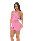Pink Lipstick Heart Rate Bodystocking Dress - O/S