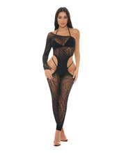 Load image into Gallery viewer, Pink Lipstick Star Sign Bodystocking - Black O/S