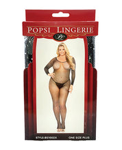 Load image into Gallery viewer, Rhinestone Fishnet Full Sleeved Bodystocking Black QN