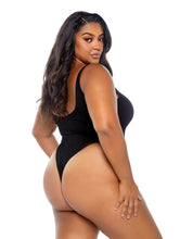 Load image into Gallery viewer, Playboy Scoop Neck Teddy w/Thong Back &amp; Bunny Logo - Black/Lavender