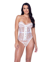 Load image into Gallery viewer, Fantasy Scalloped Eyelash Lace Bustier &amp; Thong