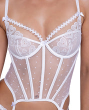 Load image into Gallery viewer, Forever Yours Embroidered Bustier &amp; Thong White