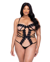 Load image into Gallery viewer, Ebony Rose Floral Guipure Lace Trim Teddy Black