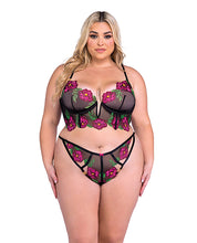 Load image into Gallery viewer, Peony Paradise Underwire Bralette &amp; G-String - Black