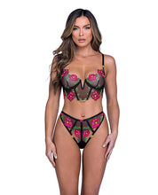 Load image into Gallery viewer, Peony Paradise Underwire Bralette &amp; G-String - Black