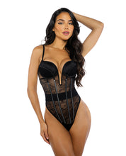 Load image into Gallery viewer, Belle Noir Chantilly Lace and Satin Teddy - Black