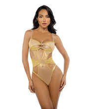 Load image into Gallery viewer, Gilded Beauty Metallic Shimmer Mesh Teddy w/Rhinestone Accents - Gold