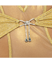 Load image into Gallery viewer, Gilded Beauty Metallic Shimmer Mesh Teddy w/Rhinestone Accents - Gold