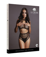 Load image into Gallery viewer, Shots Le Desir Duo Net Key Hole Bra Set Black O/S
