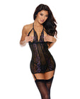 Lace & Mesh Peek a Boo Chemise w/Garter