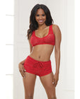 Knit Bralette & Cheeky Shorts Flame Scarlet