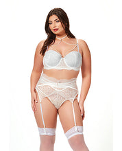 Load image into Gallery viewer, Lace &amp; Pearl Bra, Garter Belt &amp; Thong White