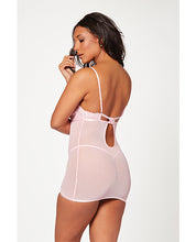 Load image into Gallery viewer, Floral Mesh Chemise &amp; G-string Pink
