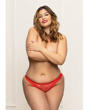 Load image into Gallery viewer, Lace Panty w/Heart Cut Out Back &amp; Pearl Chain Detail - Red 1X/2X