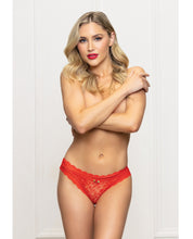 Load image into Gallery viewer, Lace Panty w/Heart Cut Out Back &amp; Pearl Chain Detail - Red