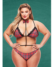 Load image into Gallery viewer, Teacher&#39;s Pet Baddie Schoolgirl Top W/bow Tie &amp; Panty Red/black