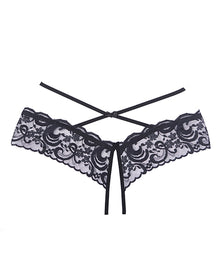 Adore Dare Me Cross Waist Open Lace Panty Black O-s