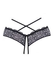 Load image into Gallery viewer, Adore Crayzee Open Panty W-criss Cross Waist Straps &amp; Lace Black O-s