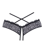 Load image into Gallery viewer, Adore Crayzee Open Panty W-criss Cross Waist Straps &amp; Lace Black O-s