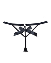 Load image into Gallery viewer, Adore Black Tie Mesh Front W-flounce Open Bow Back Panty Black O-s