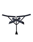 Adore Black Tie Mesh Front W-flounce Open Bow Back Panty Black O-s
