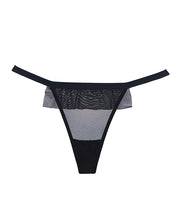 Load image into Gallery viewer, Adore Black Tie Mesh Front W-flounce Open Bow Back Panty Black O-s