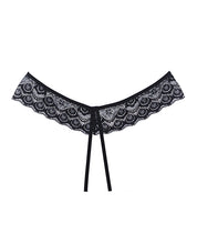 Load image into Gallery viewer, Adore Foreplay Lace &amp; Mesh Front Open Panty Black O-s