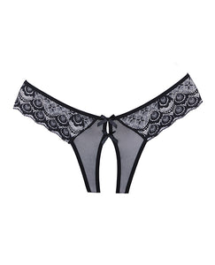 Adore Foreplay Lace & Mesh Front Open Panty Black O-s
